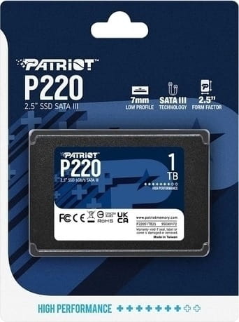 Накопитель SSD 1TB Patriot P220 2.5" SATAIII TLC (P220S1TB25)