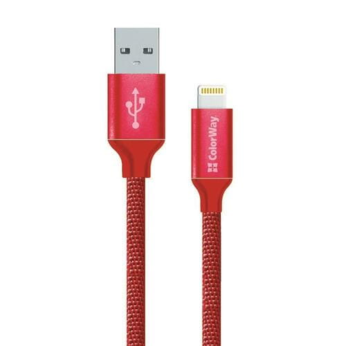 Photos - Cable (video, audio, USB) ColorWay Кабель  USB - Lightning (M/M), 1 м, Red  CW-CBUL004 (CW-CBUL004-RD)