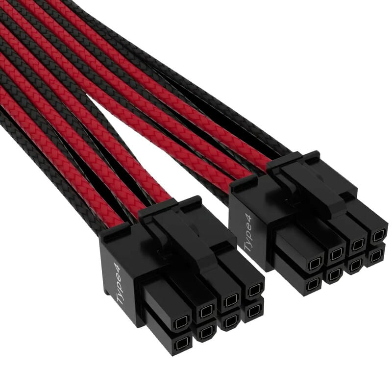 Кабель-переходник Corsair Premium Individually Sleeved 12+4pin PCIe Gen 5 12VHPWR 600W cable, Type 4, RED/BLACK (CP-8920334)