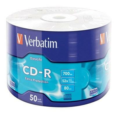 Фото - Оптичний диск Verbatim Диски CD-R   700Mb 52x Wrap-box 50 шт Extra 43787 (43787)