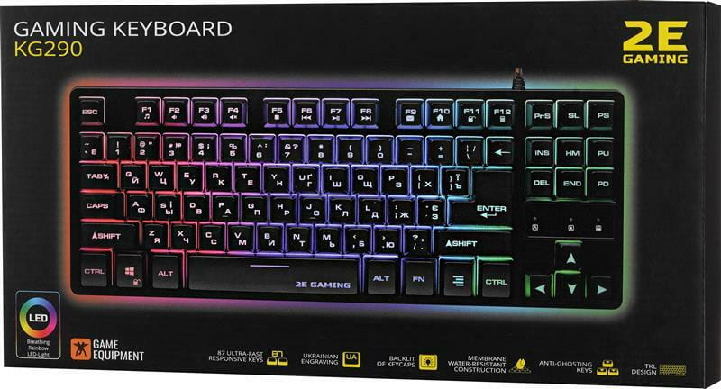 Клавиатура 2E Gaming KG290 LED Ukr Black (2E-KG290UB)