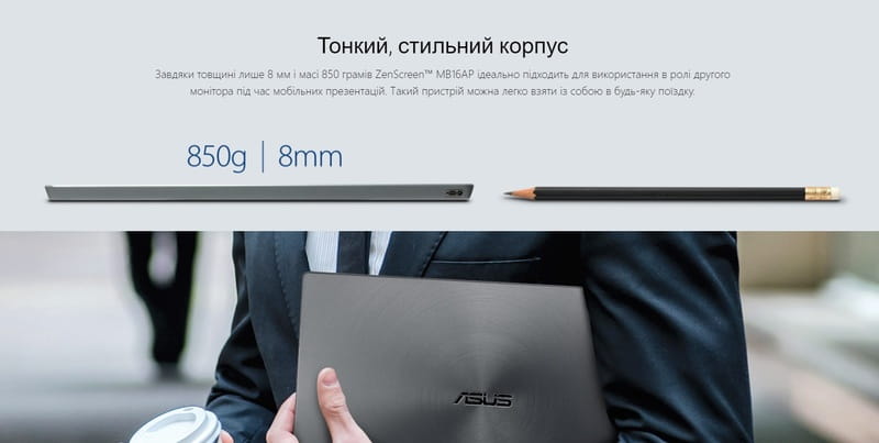 Монитор портативный Asus 15.6" MB16AP (90LM0381-B02170) IPS Dark Gray