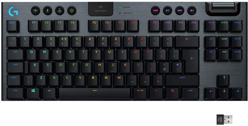 Клавиатура беспроводная Logitech G915 TKL Lightspeed Wireless RGB Mechanical Carbon Tactile Switch (920-009503)