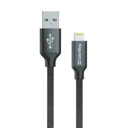 Кабель ColorWay USB - Lightning (M/M), 2.4 А, 2 м, Black (CW-CBUL007-BK)