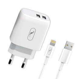 Зарядное устройство SkyDolphin SC22EBL (2USB, 2.1A) White (MZP-000162) + кабель Lightning