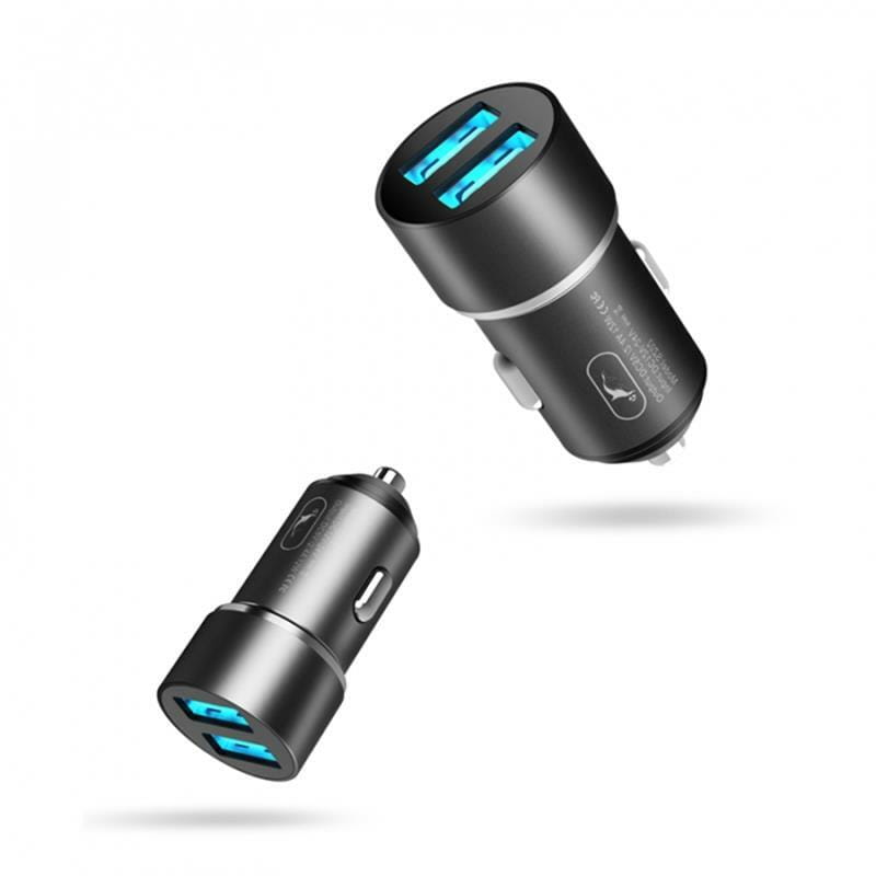 Автомобильное зарядное устройство SkyDolphin SZ02L Aluminium (2USB, 2.4A) Black (AZP-000071) + кабель Lightning