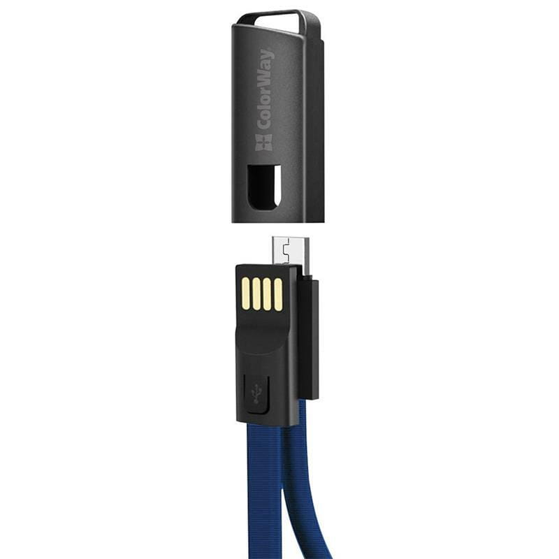 Кабель ColorWay USB - micro USB (M/M), 2.4 А, 0.22 м, Blue (CW-CBUM022-BL)