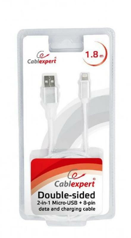 Кабель Cablexpert USB - Lightning + micro USB (M/M), 1.8 м, сірий (CCB-USB2AM-mU8P-6)
