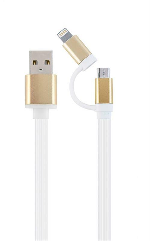 Кабель Cablexpert USB - Lightning + micro USB (M/M), 1 м, білий (CC-USB2-AM8PmB-1M-GD)