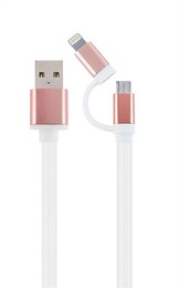 Кабель Cablexpert (CC-USB2-AM8PmB-1M-PK), USB2.0 BM - Lightning/Micro USB, 1м, розовый