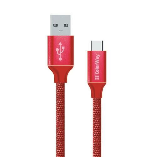 Photos - Cable (video, audio, USB) ColorWay Кабель  USB - USB Type-C (M/M), 2.4 А, 2 м, Red  CW (CW-CBUC008-RD)