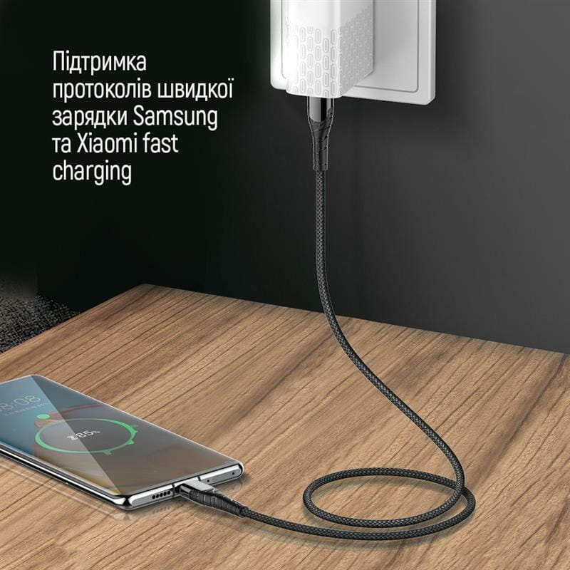 Кабель ColorWay USB Type-C - USB Type-C (M/M), PD Fast Charging, 3 А, 65 W, 1 м, Grey (CW-CBPDCC040-GR)