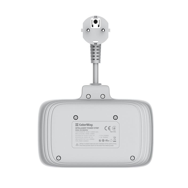 Фильтр питания ColorWay CW-CHE24PDW 2 розетки, 4 USB, 2.5 cм, белый