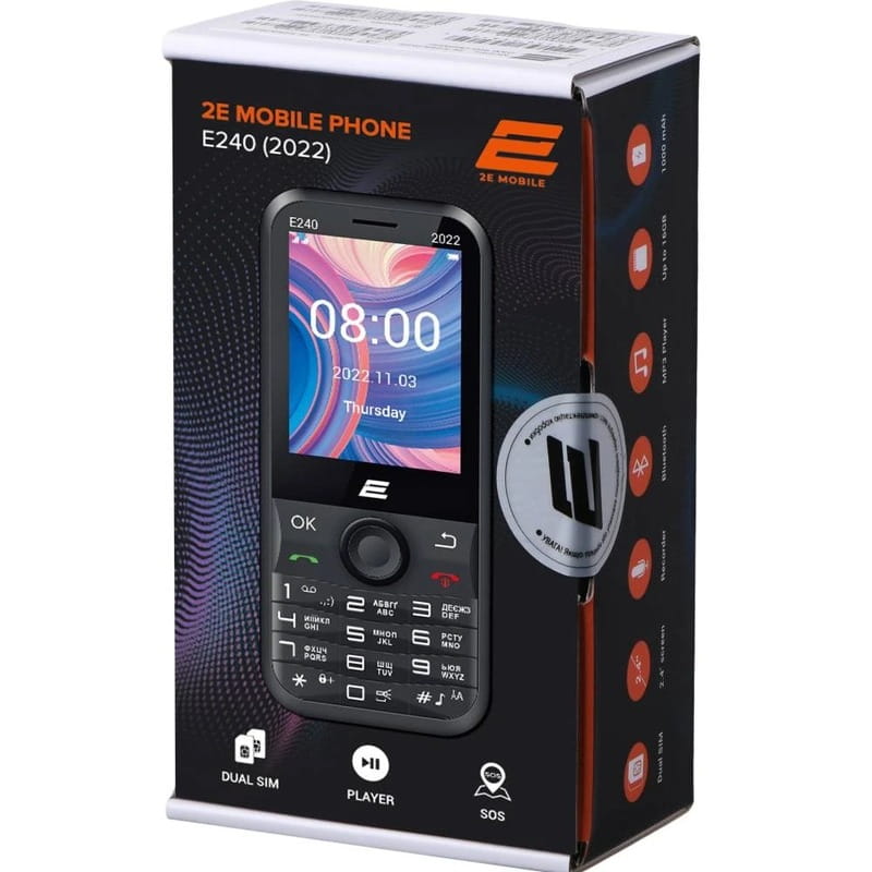 Мобильный телефон 2E E240 2022 Dual Sim Black (688130245159)