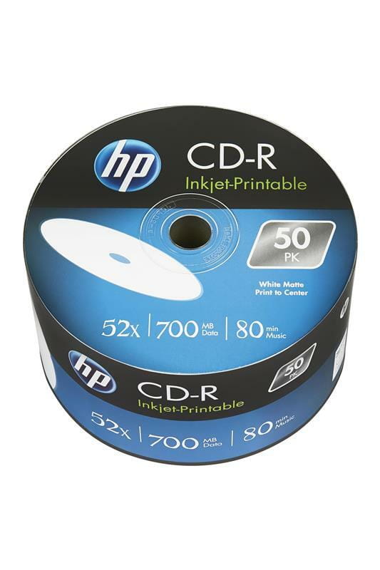 Диски CD-R HP (69301 /CRE00070WIP-33) 700MB 52x IJ Print, без шпинделя, 50 шт