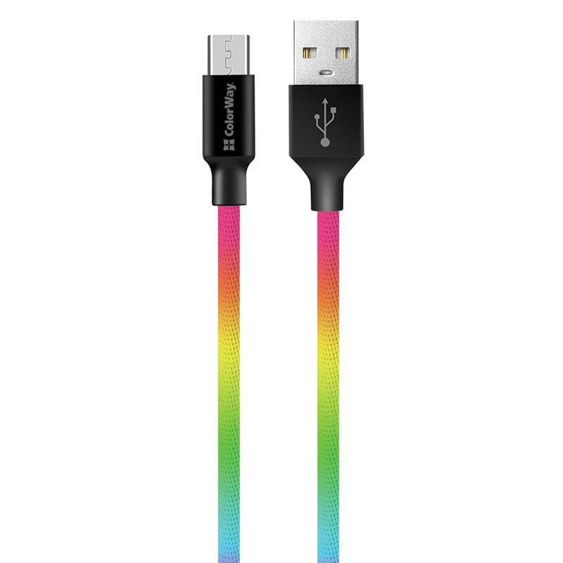 Кабель ColorWay USB - micro USB (M/M), 2.4 А, 1 м, Multicolor (CW-CBUM017-MC)