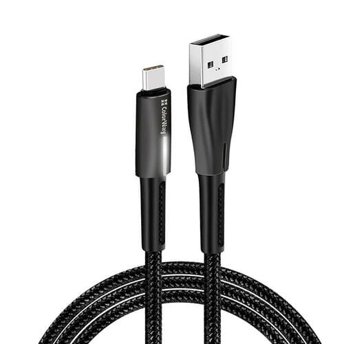 Photos - Cable (video, audio, USB) ColorWay Кабель  USB - USB Type-C , Zinc Alloy + Led, 2.4 А, 1 м, Blac (M/M)