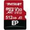Фото - Карта пам`ятi MicroSDXC 512GB UHS-I/U3 Class 10 Patriot EP A1 R90/W80MB/s + SD-adapter (PEF512GEP31MCX) | click.ua