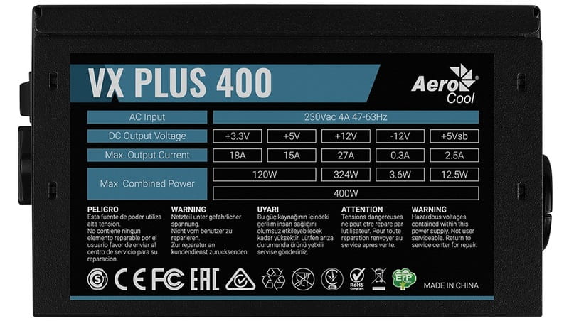 Блок питания AeroCool VX Plus 400 (ACPN-VS40NEY.11) 400W