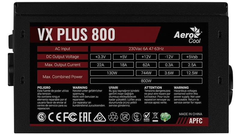 Блок питания AeroCool VX Plus 800 (ACPN-VS80AEY.11) 800W