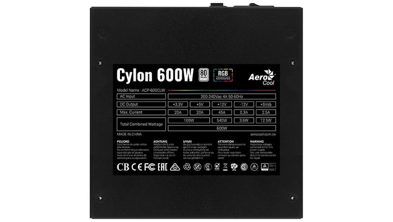 Блок питания AeroCool Cylon 600 (ACPW-CL60AEC.11) 600W