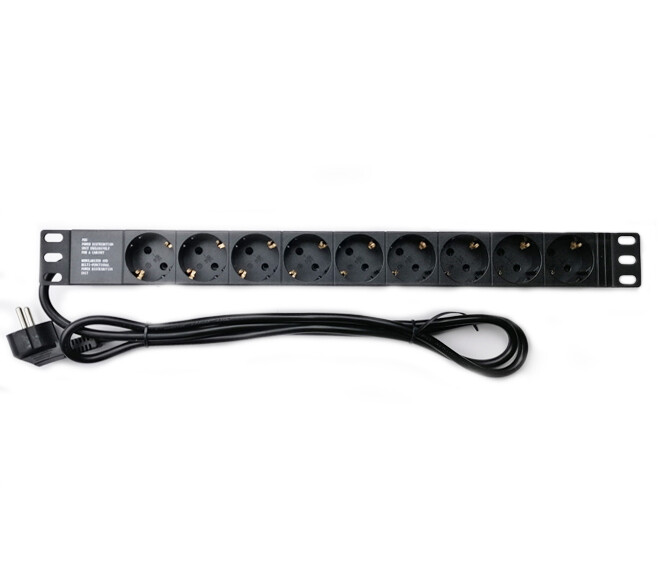 Блок розеток EServer 1U 19" (WT-2261A-GER-9WAY) без выкл., алюм. корп., 9 розеток, 1.8м