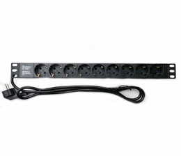 Блок розеток EServer 1U 19" (WT-2261A-GER-9WAY) без выкл., алюм. корп., 9 розеток, 1.8м