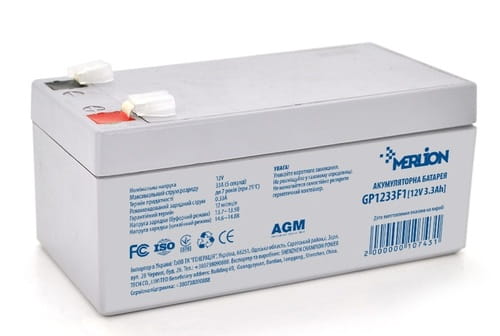 Фото - Батарея для ДБЖ MERLION Акумуляторна батарея  12V 3.3AH  AGM GP1233F1/10743 (GP1233F1/10743)