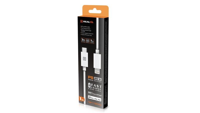 Кабель REAL-EL USB-C-Lightning 1m, White  (4743304104680)