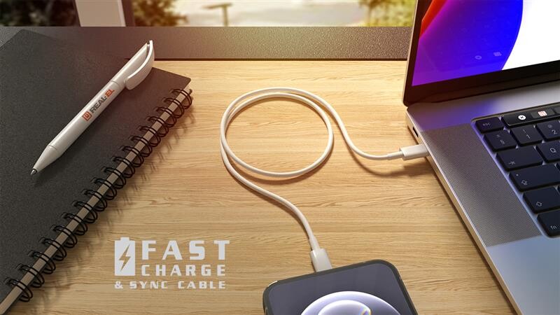 Кабель REAL-EL USB-C-Lightning 1m, White  (4743304104680)