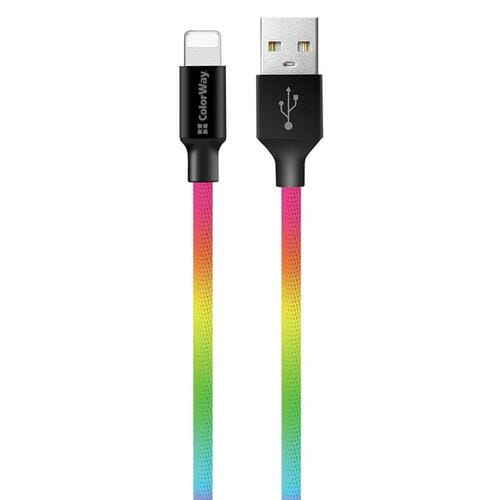 Photos - Cable (video, audio, USB) ColorWay Кабель  USB - Lightning , 2.4 А, 1 м, Multicolor (CW-CBUL016 (M/M)