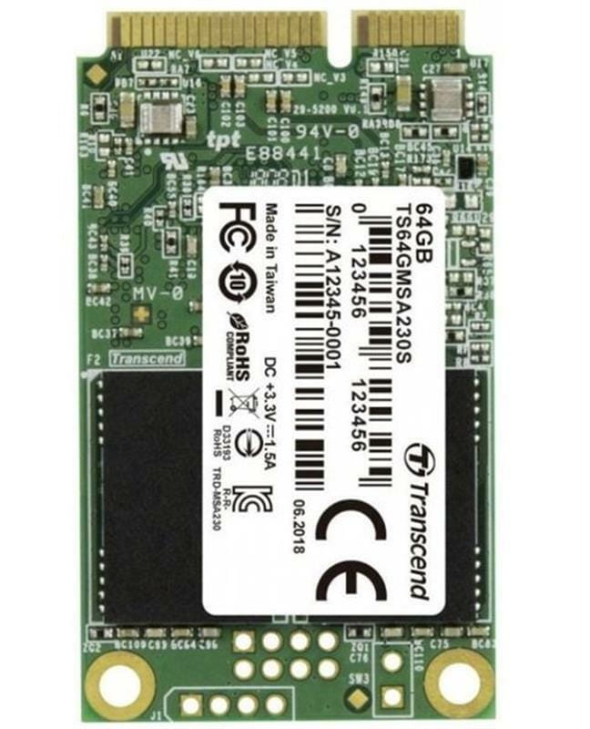 Накопитель SSD   64GB Transcend 230S mSATA SATAIII 3D ТLC (TS64GMSA230S)