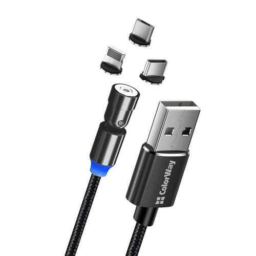 Фото - Кабель ColorWay   USB - Lightning + micro USB + USB Type-C , Magnetic R (M/M)