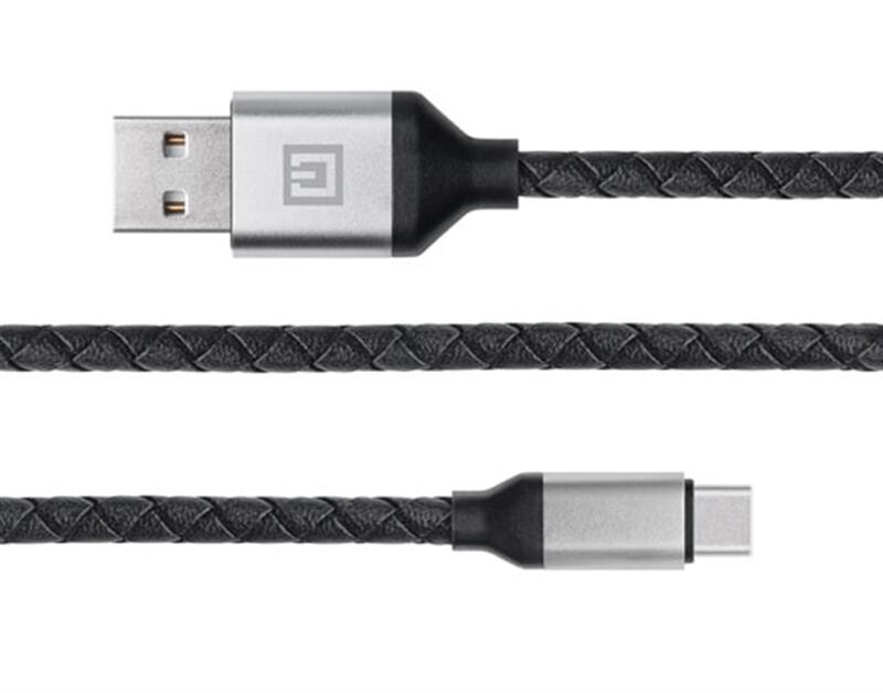 Кабель REAL-EL Premium Leather USB-USB Type C 1m, Black (4743304104802)