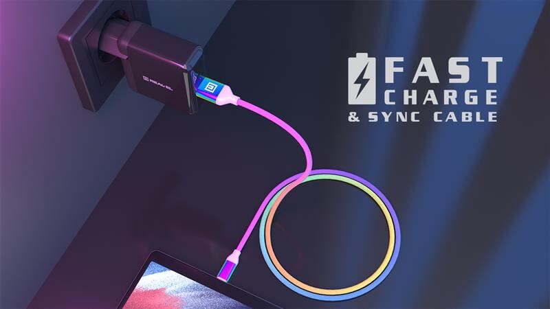 Кабель REAL-EL Premium Rainbow USB-USB Type C 1m (4743304104734)