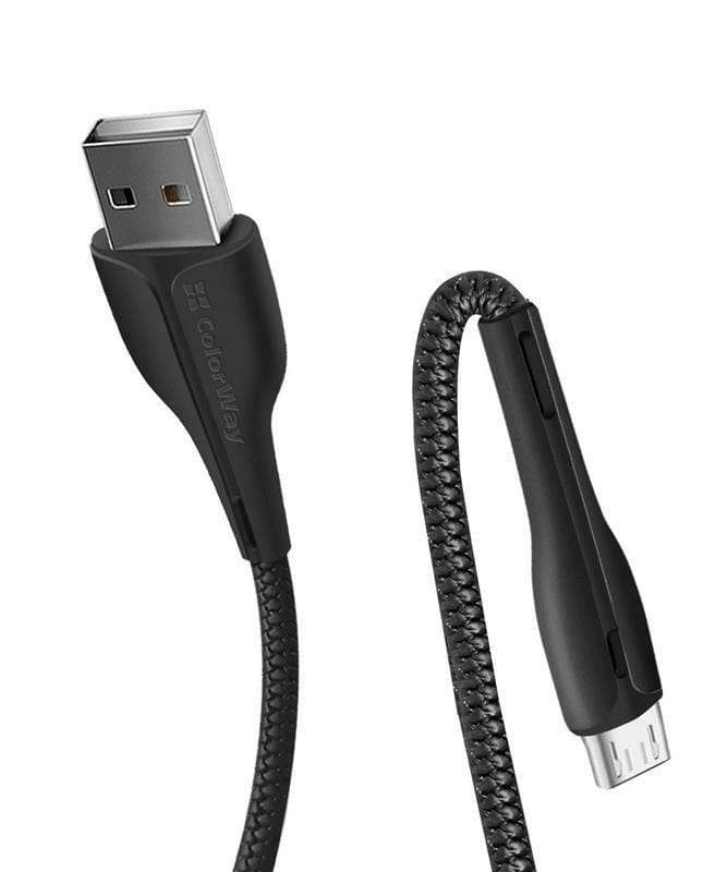 Кабель ColorWay USB - micro USB (M/M), PVC + Led, 2.4 А, 1 м, Black (CW-CBUM034-BK)
