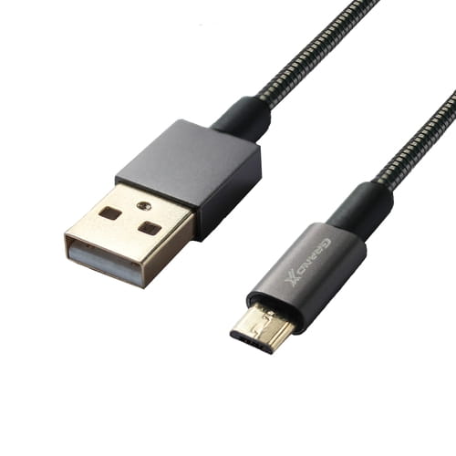 Photos - Cable (video, audio, USB) Grand-X Кабель  USB - micro USB , Cu, 2.1A, обплетення метал, 1 м, Bla (M/M)