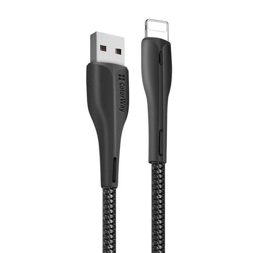 Фото - Кабель ColorWay   USB - Lightning , PVC + Led, 2.4 А, 1 м, Black (CW-CB (M/M)