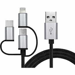 Кабель REAL-EL Premium 3in1 USB - Lightning + micro USB + USB Type-C (M/M), 1 м, черный (EL123500035)