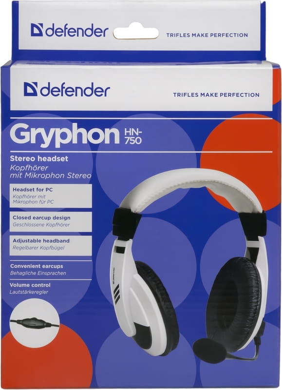 Гарнiтура Defender Gryphon HN-750 White (63747)