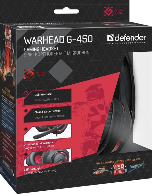 Гарнiтура Defender Warhead G-450 Black/Red (64146)