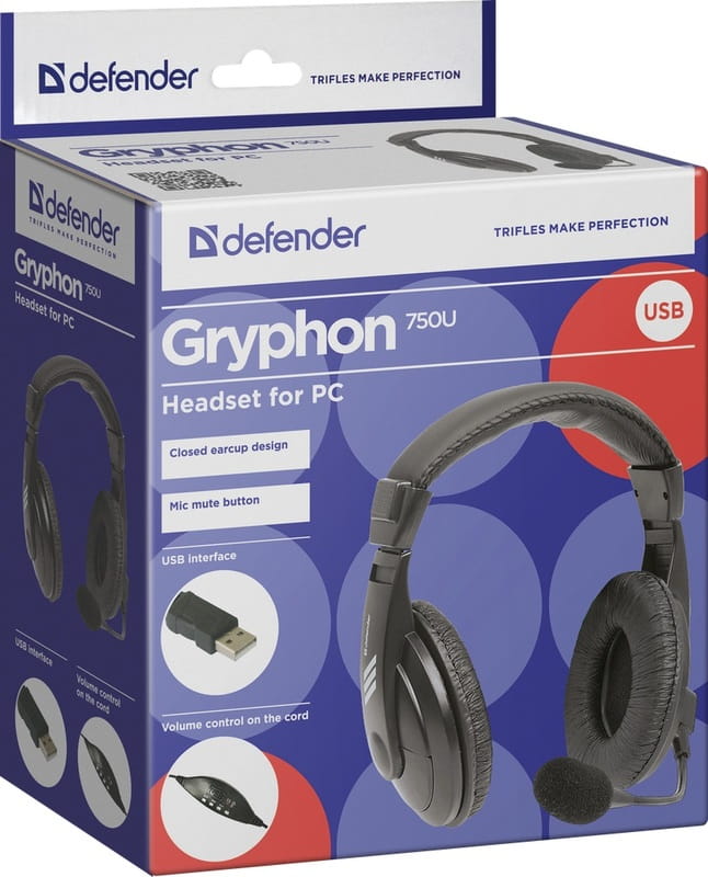 Гарнітура Defender Gryphon 750U USB Black (63752)