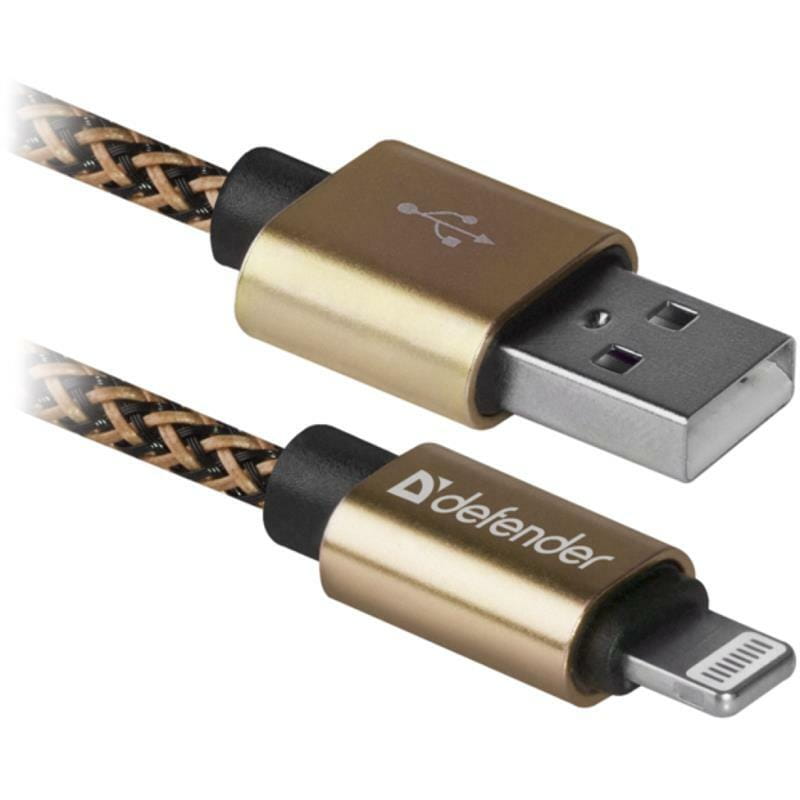 Кабель Defender ACH01-03T Pro USB-Lighting 1м, 2.1А, Gold (87806)