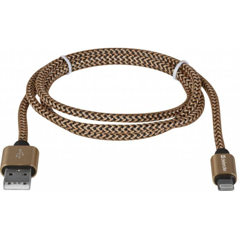 Кабель Defender ACH01-03T Pro USB-Lighting 1м, 2.1А, Gold (87806)