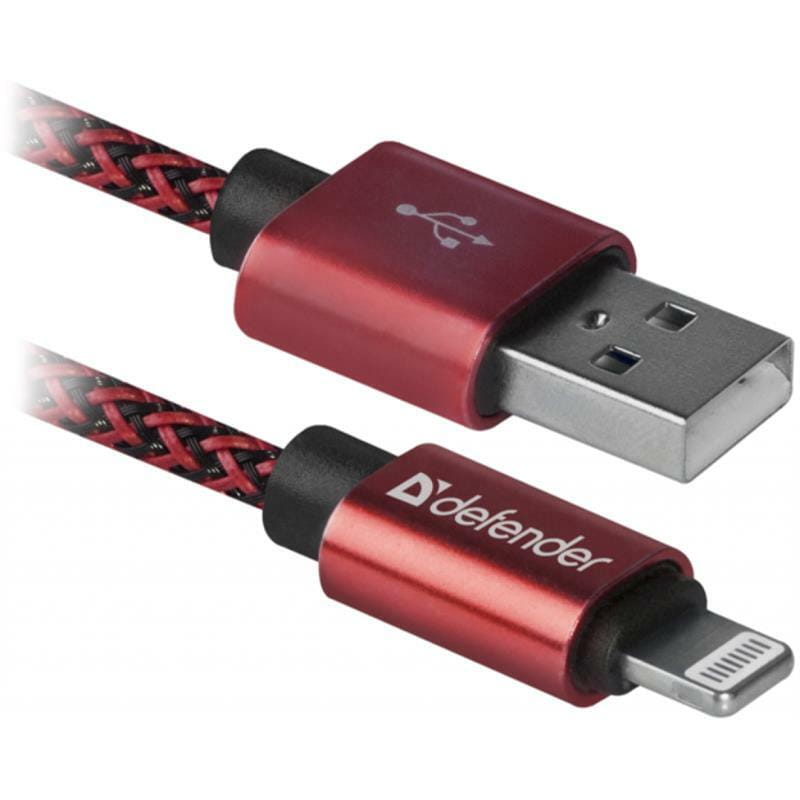 Кабель Defender ACH01-03T Pro USB-Lighting 1м, 2.1А, Red (87807)