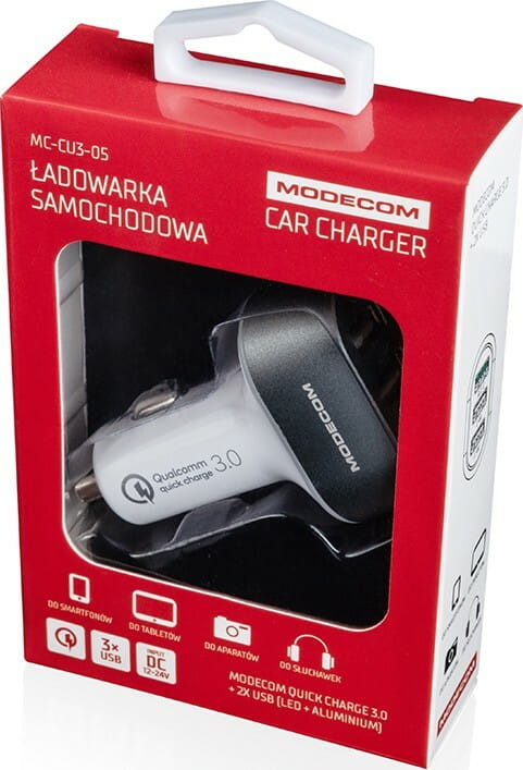 Автомобильное зарядное устройство Modecom CU3-05 (3USBx2.4A) White (ZT-MC-CU3-05)