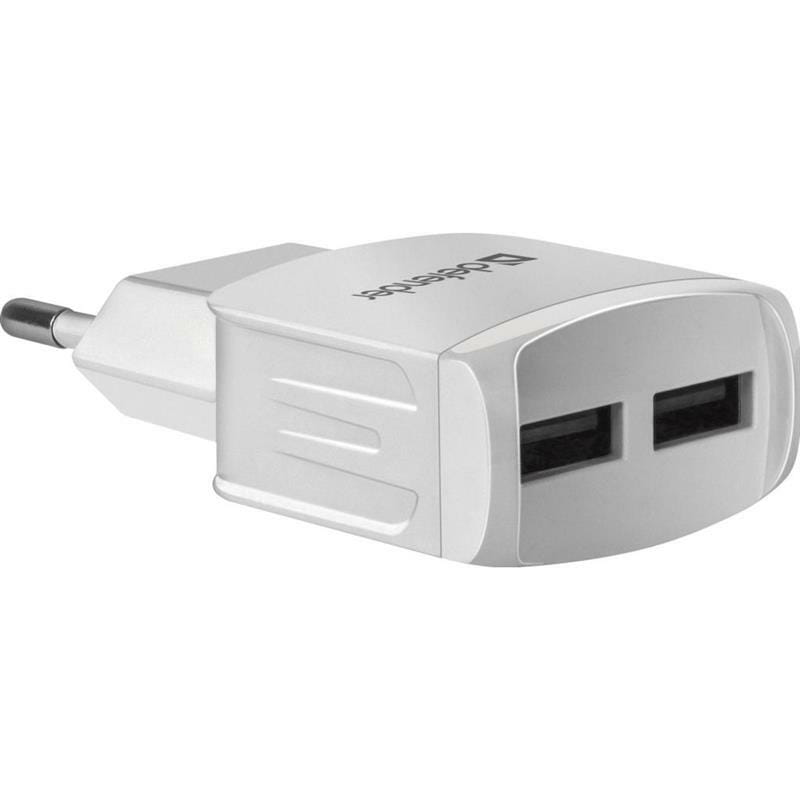 Сетевое зарядное устройство Defender UPA-22 (2xUSB 2.1А) White (83580)