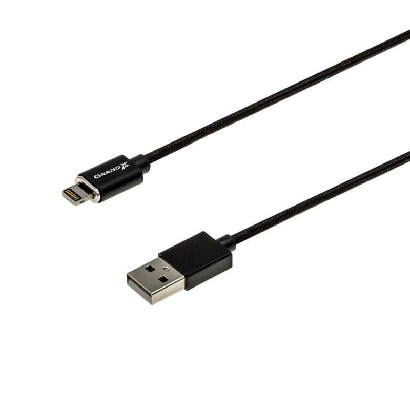 Кабель Grand-X USB - Lightning (M/M), магнитный, 1 м, Black (MG-01L)