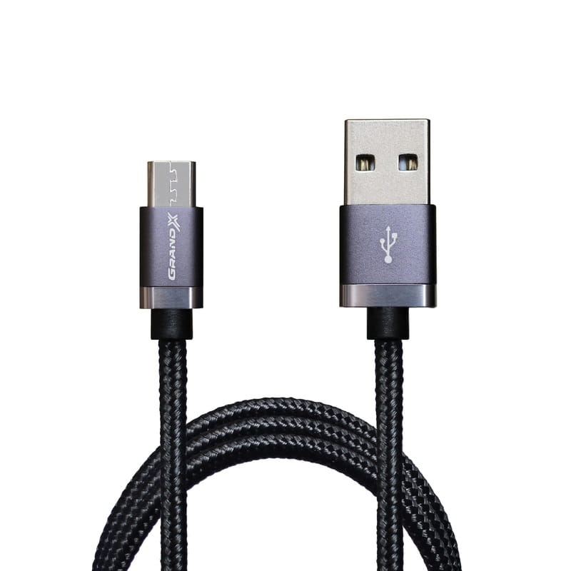 Кабель Grand-X USB-microUSB, 3A, 1м, Black (FM07B)