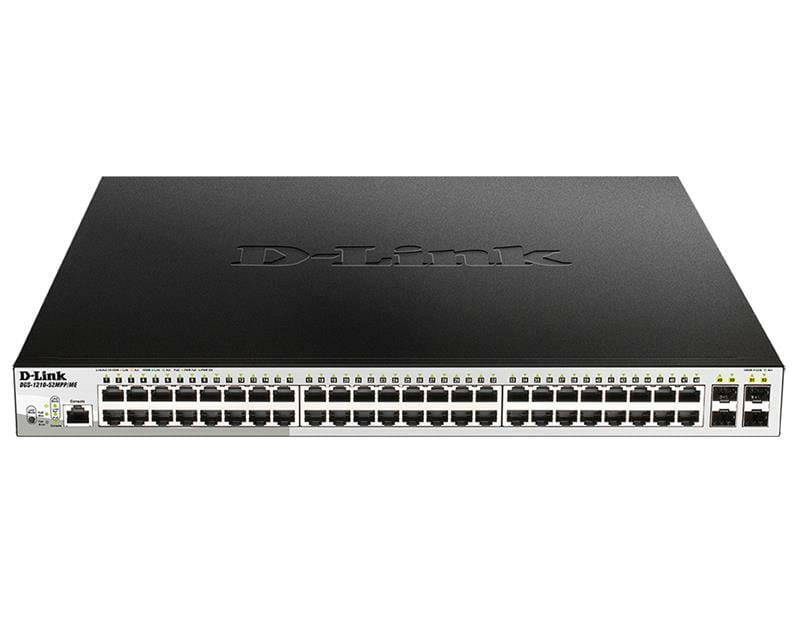 Коммутатор D-Link DGS-1210-52MPP/ME 48x1GE PoE, 4xSFP, PoE бюджет 740Вт, L2